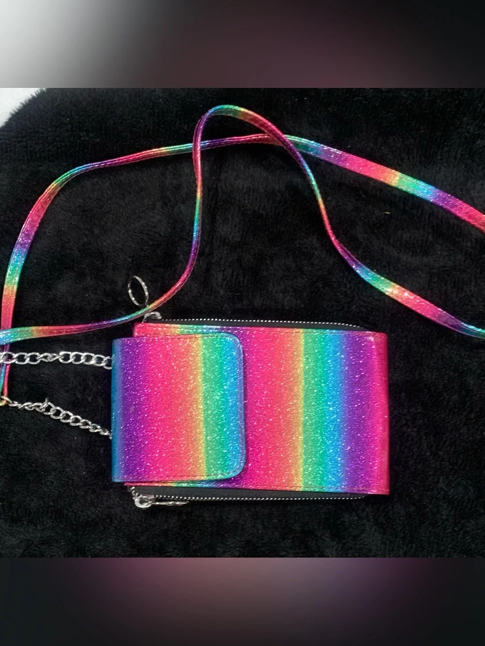 No Boundaries Rainbow Glitter Chain Crossbody Phone Case